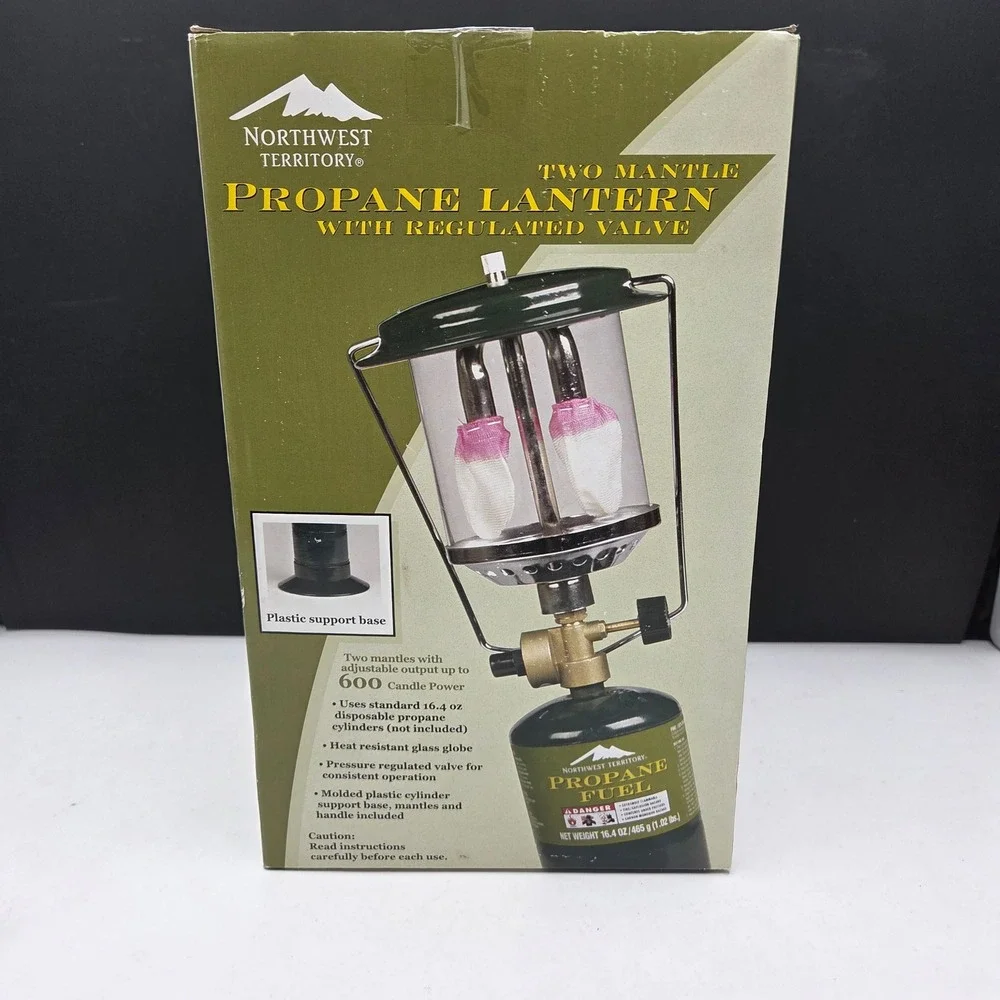 Northwest Territory Propane Lantern Two Mantle 600 CP Green Portable Camp Light
